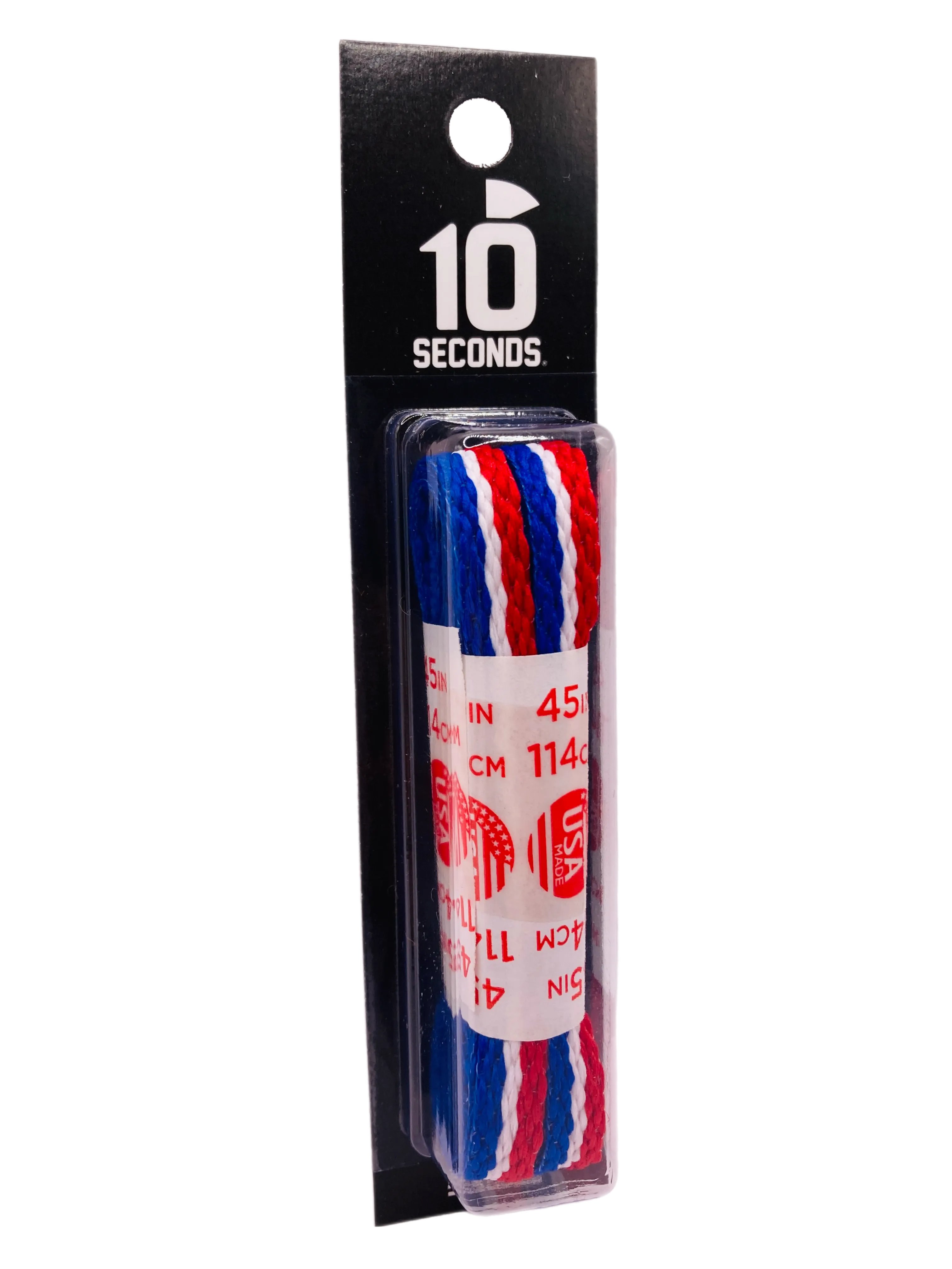 10 Seconds ® All-Pro ® Athletic Flat Laces | Red/White/Blue [Blister Pack]