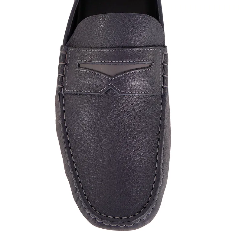 45 US 12 NEW $695 VERSACE Mens Slate Blue MEDUSA Leather Slip On DRIVING LOAFERS