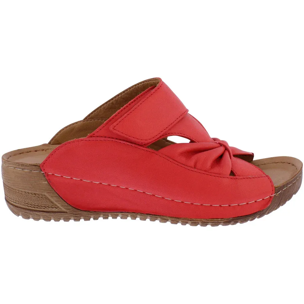 Adesso Lexi Ladies Slip On Leather Mule Scarlet