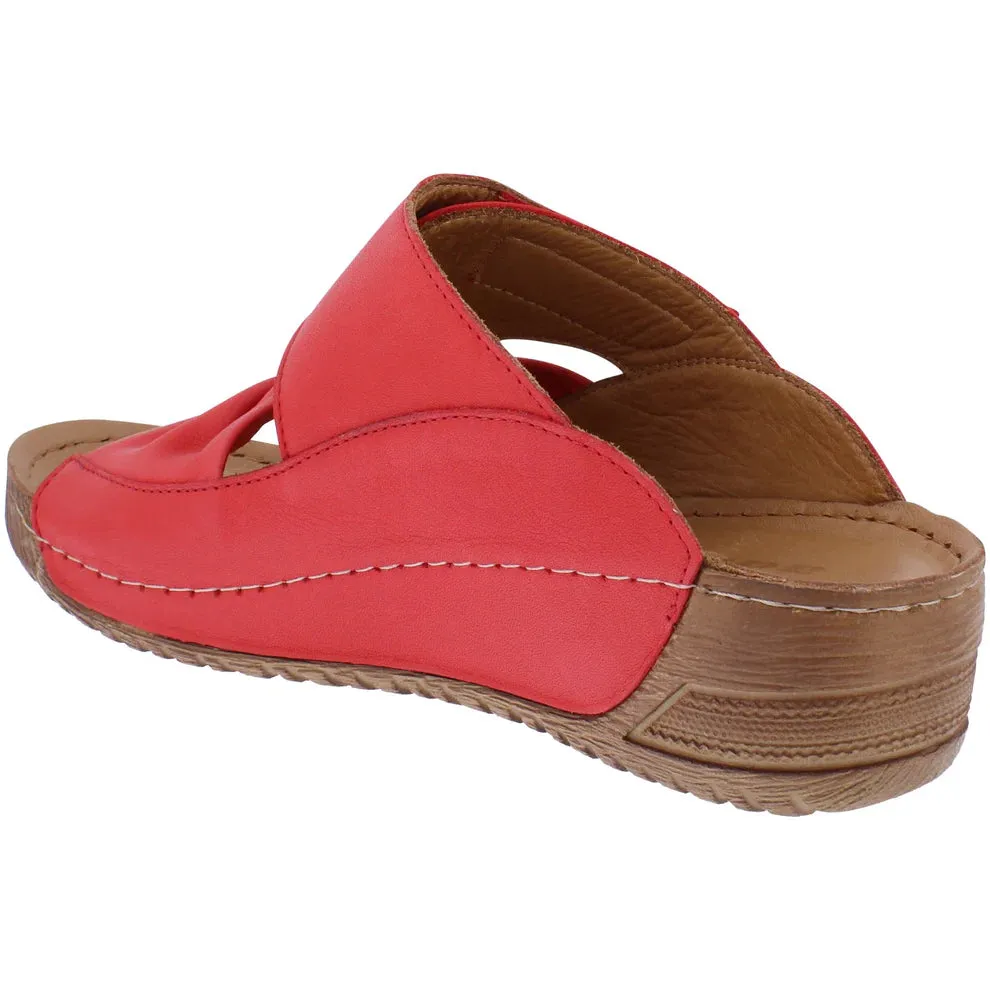 Adesso Lexi Ladies Slip On Leather Mule Scarlet