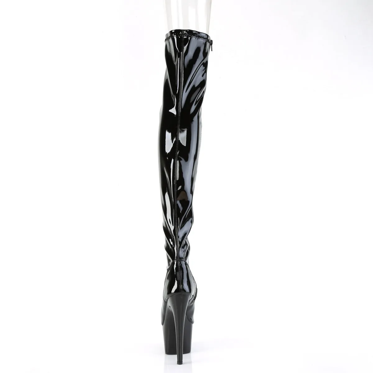 Adore Thigh High Peep Toe Boots Black PA
