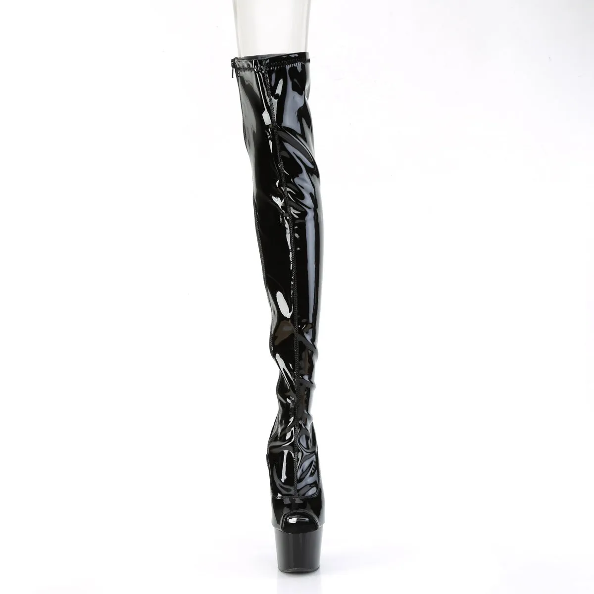 Adore Thigh High Peep Toe Boots Black PA