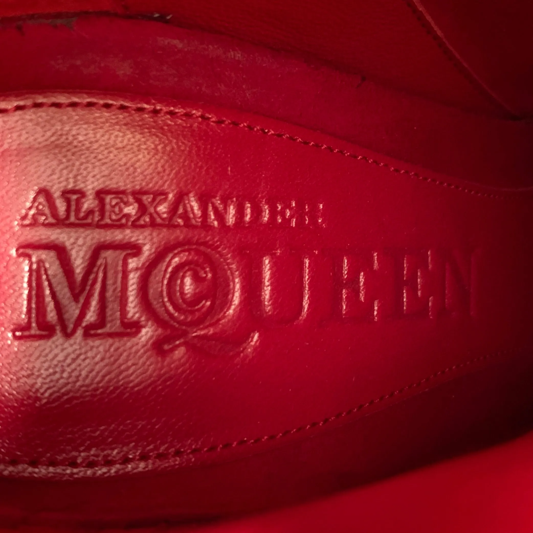 ALEXANDER MCQUEEN Size 8 Red Suede Platform Ankle Boots
