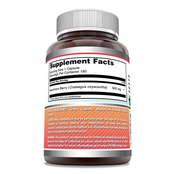 Amazing Formulas Hawthorn Berries | 565 Mg | 180 Capsules
