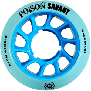 Atom Poison Savant Roller Skate Wheels 59x38mm 84a - Blue (Set of 4)