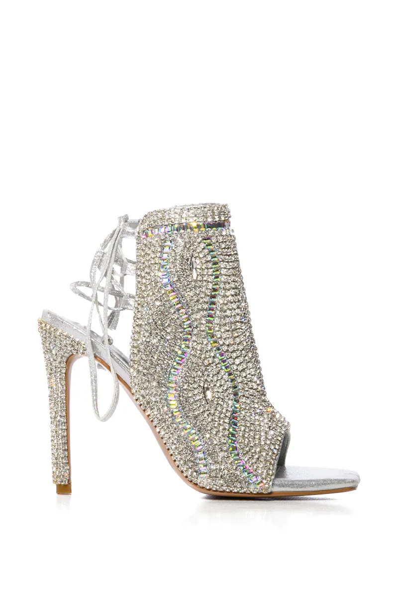 AZALEA WANG DELANIE SILVER EMBELLISHED SANDAL