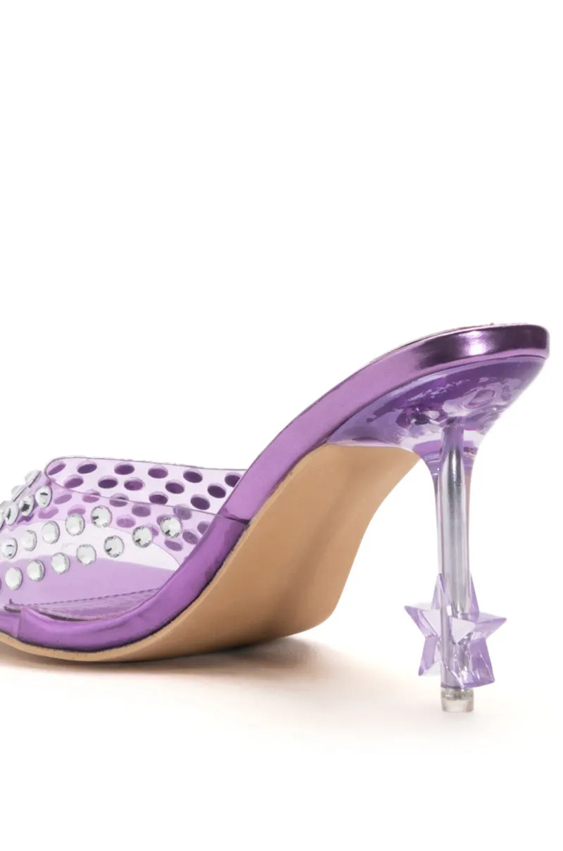 AZALEA WANG MINNIE STAR HEEL EMBELLISHED MULE IN PURPLE