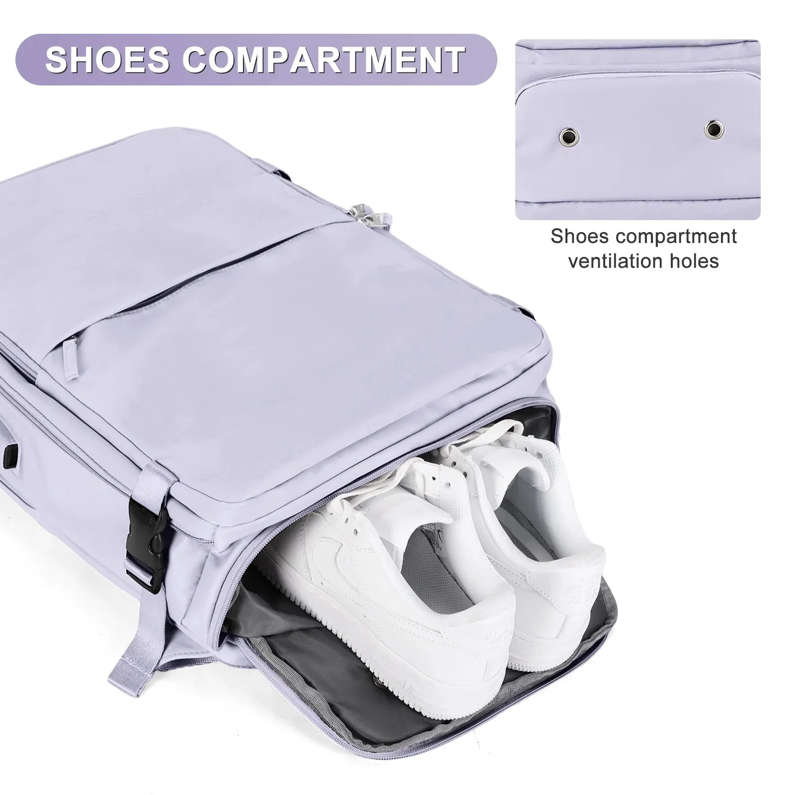 Backpack for Women Carry on Backpack for Airplanes Everydaybackpack with Shoe Compartment Laptop Backpack for Men Hiking Backpack Gym Backpack(Purple)