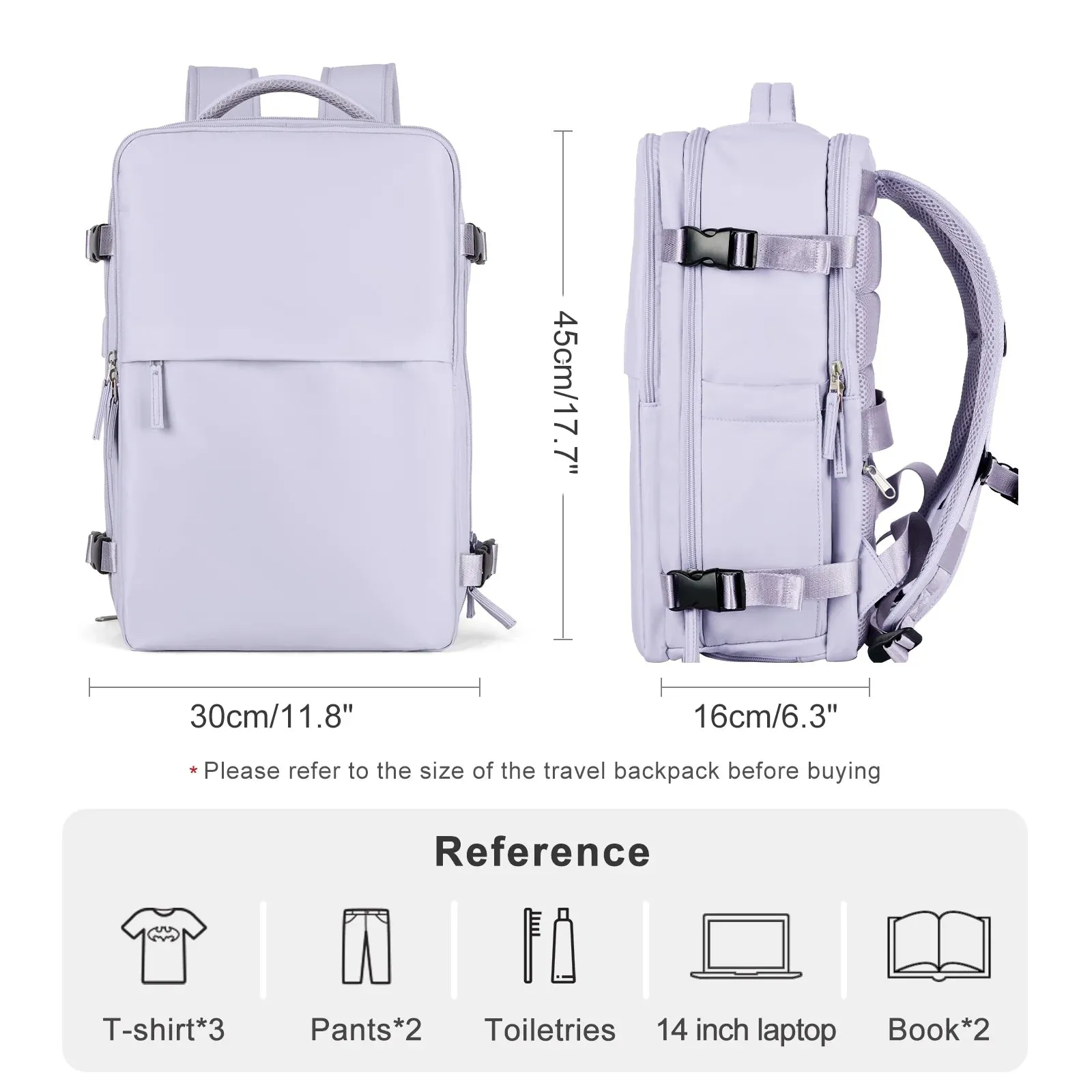 Backpack for Women Carry on Backpack for Airplanes Everydaybackpack with Shoe Compartment Laptop Backpack for Men Hiking Backpack Gym Backpack(Purple)