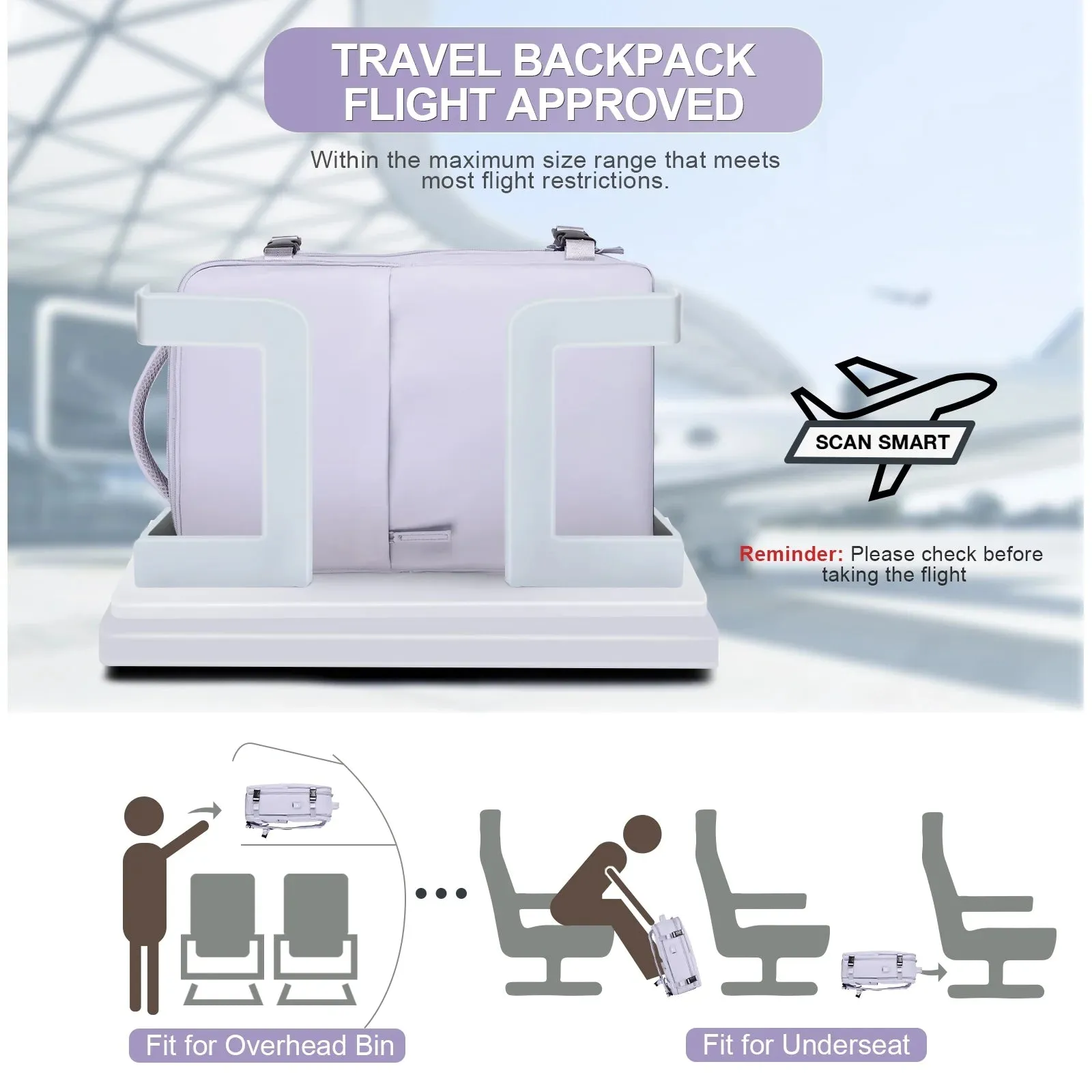 Backpack for Women Carry on Backpack for Airplanes Everydaybackpack with Shoe Compartment Laptop Backpack for Men Hiking Backpack Gym Backpack(Purple)