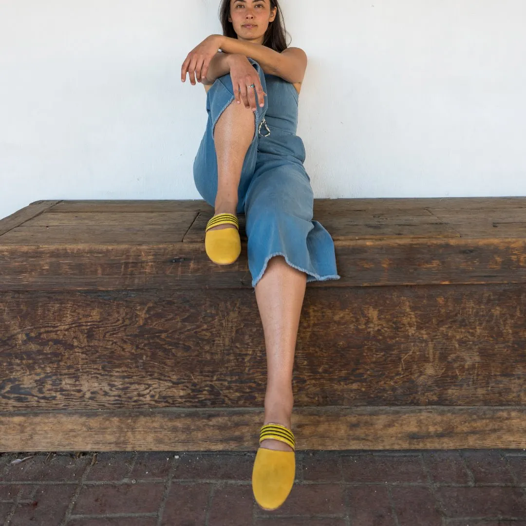 Beaded Mules - Mustard