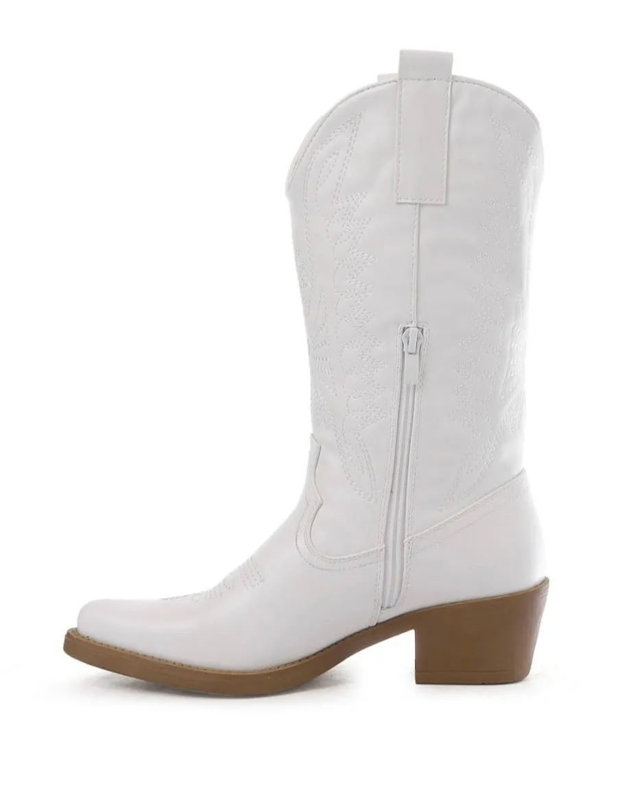 Belle Cowboy Boots White