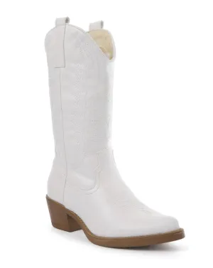 Belle Cowboy Boots White
