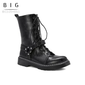 Bigsizeheels Vintage black decorated Martin boots - Black