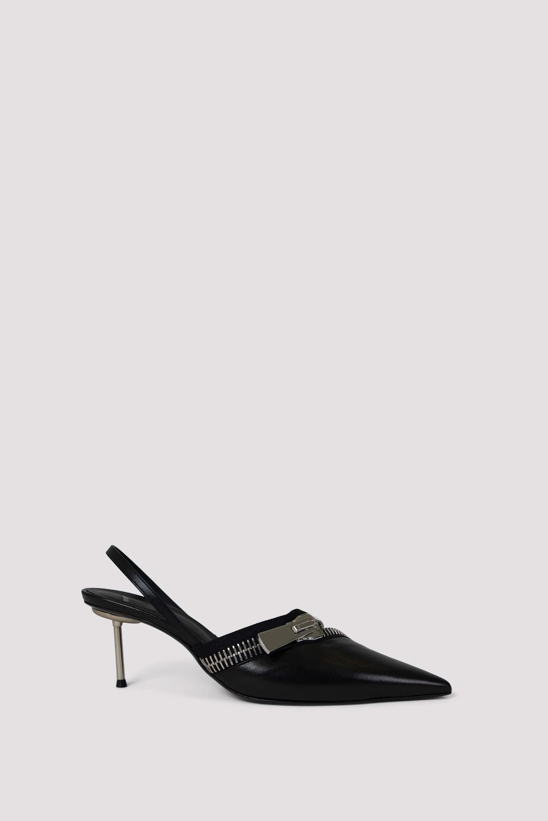 Black 65 Zip-Detail Stiletto Leather Pumps