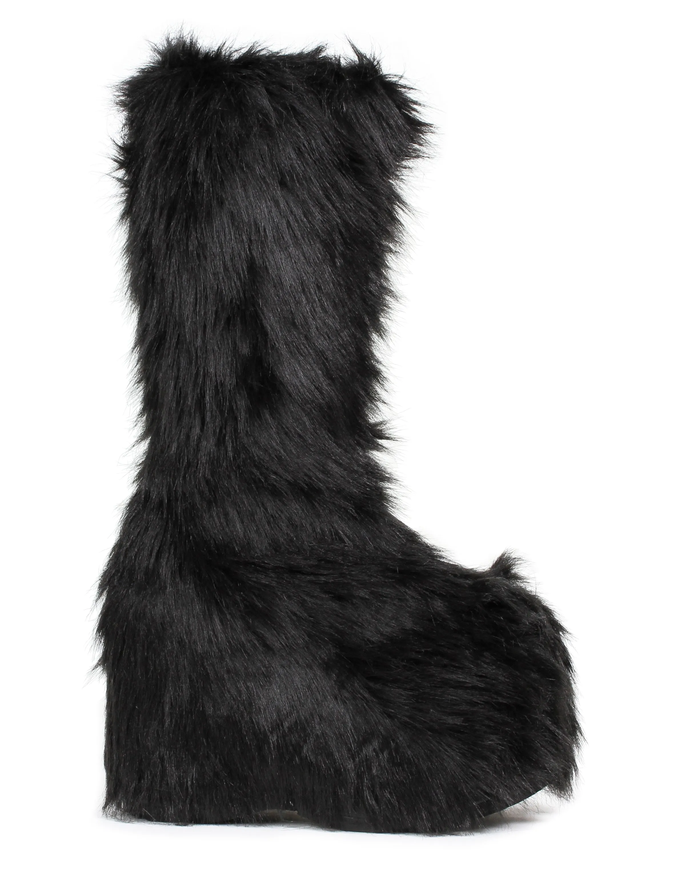 Black Electric Fuzz Women's Faux Fur Platform Boots