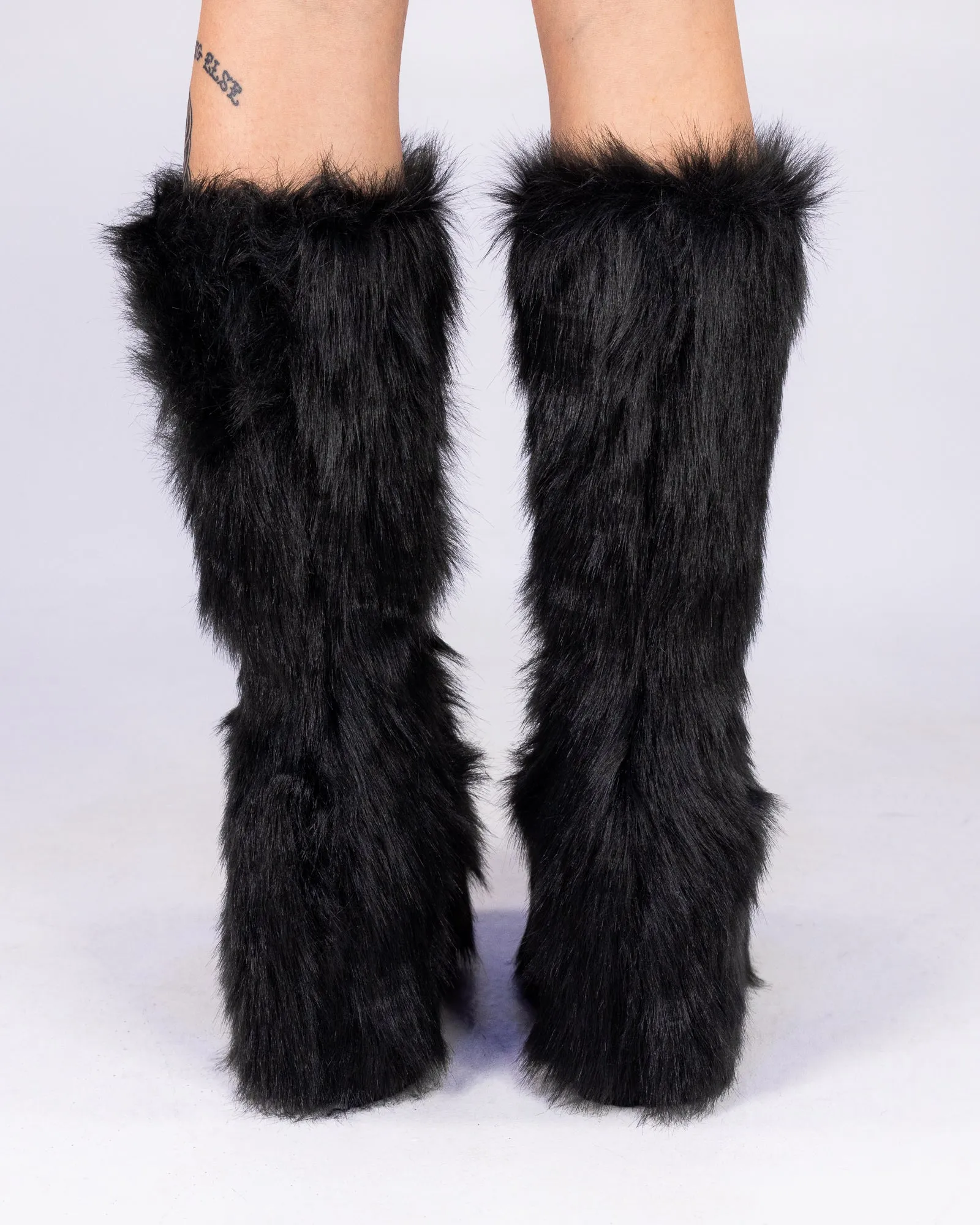 Black Electric Fuzz Women's Faux Fur Platform Boots