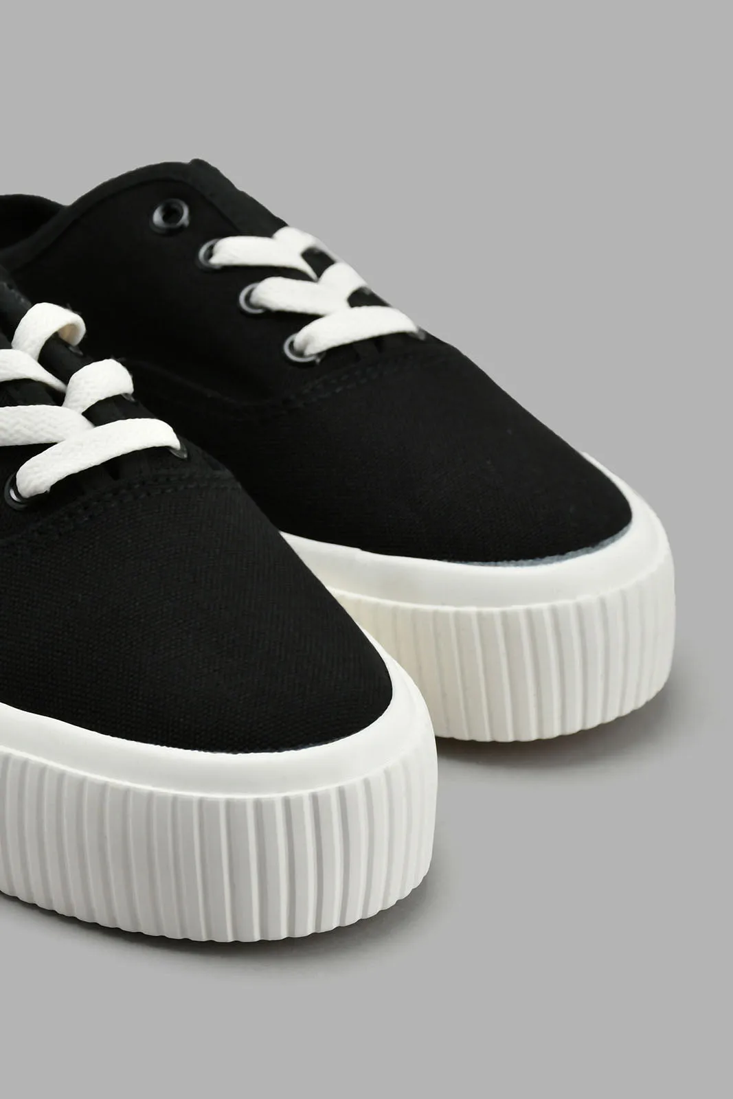 Black Lace-Up Mule Sneaker