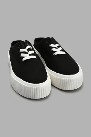 Black Lace-Up Mule Sneaker