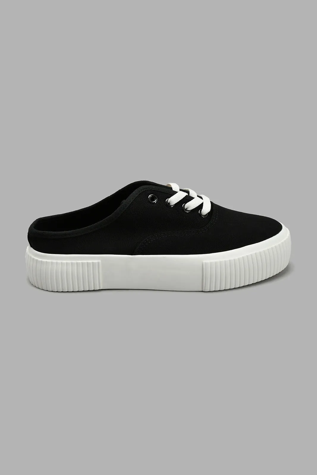 Black Lace-Up Mule Sneaker