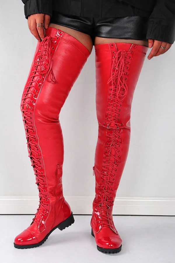 Black Modern Lace-Up Block Platform Boots
