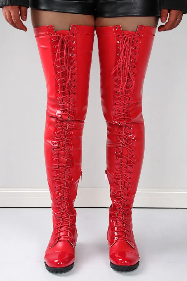 Black Modern Lace-Up Block Platform Boots
