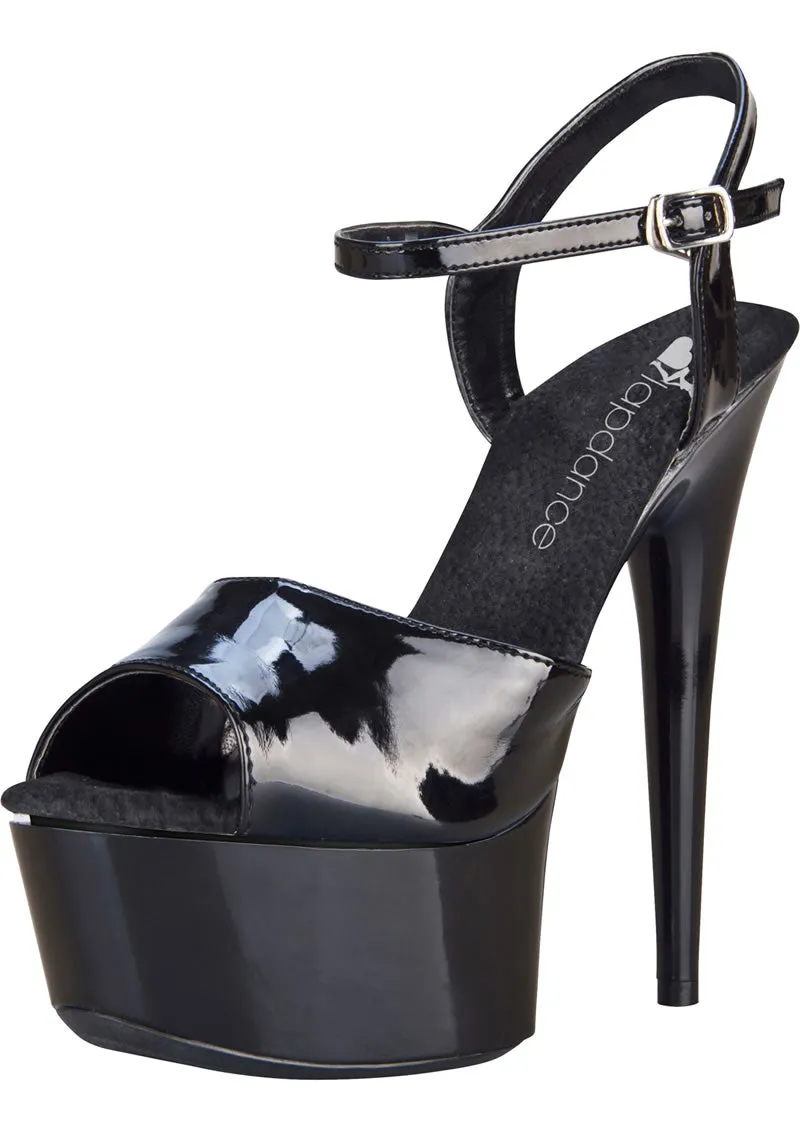 Black Platform Sandal With Quick Release Strap 6in Heel Size 9