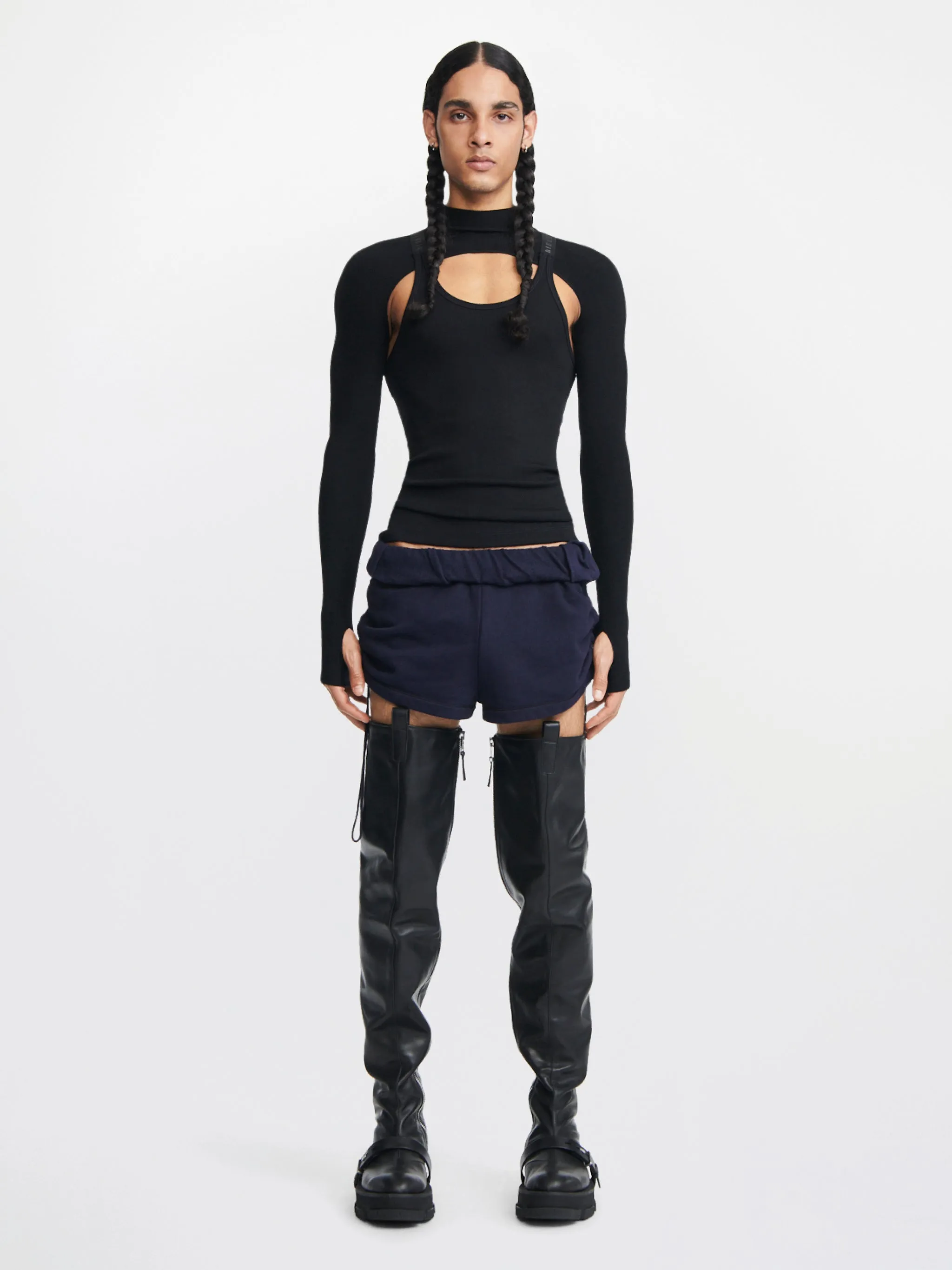 both x DION LEE-GAO PLATFORM THIGH HIGH BOOTS-BLACK