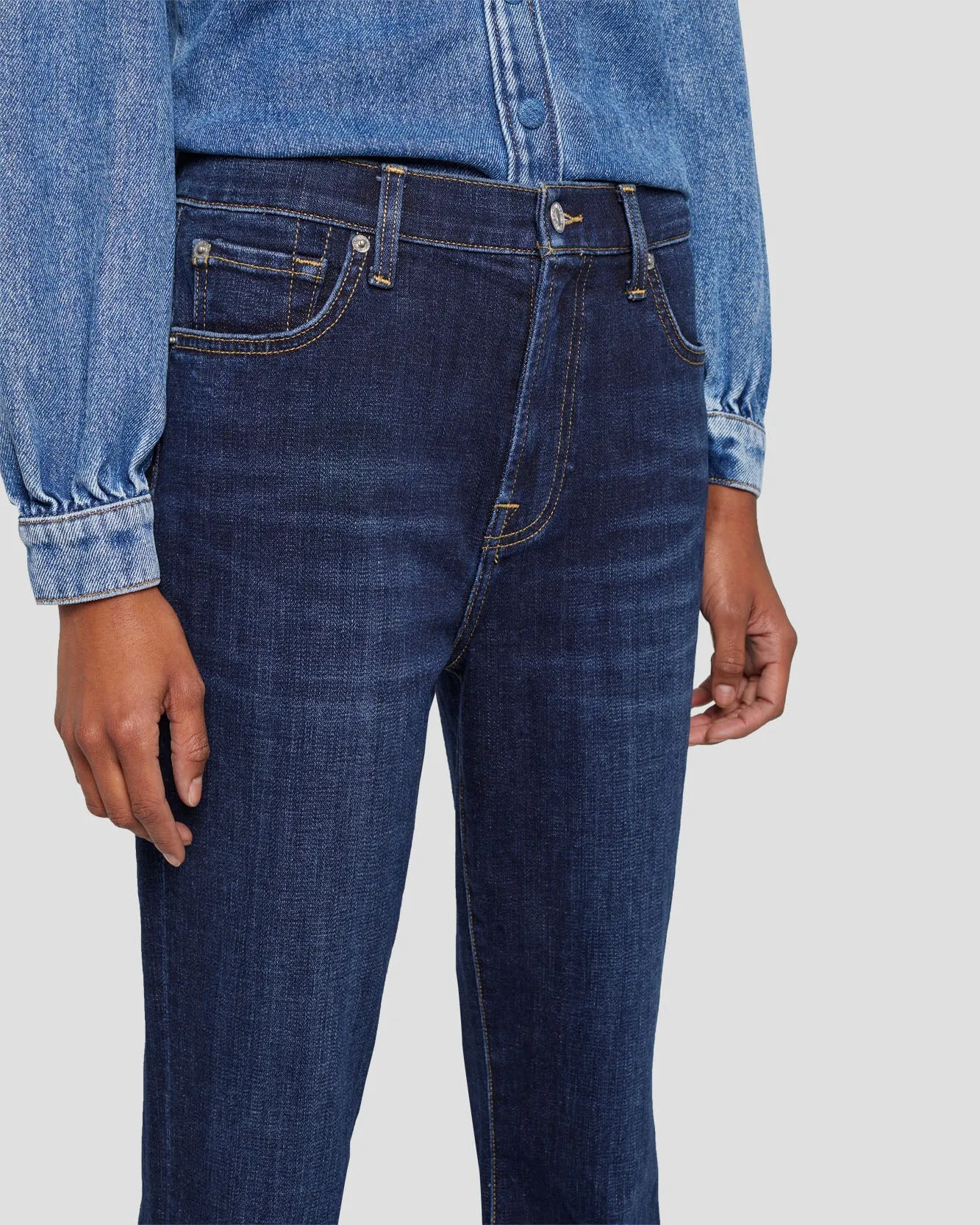 Broken Twill High Waist Slim Kick in Calix