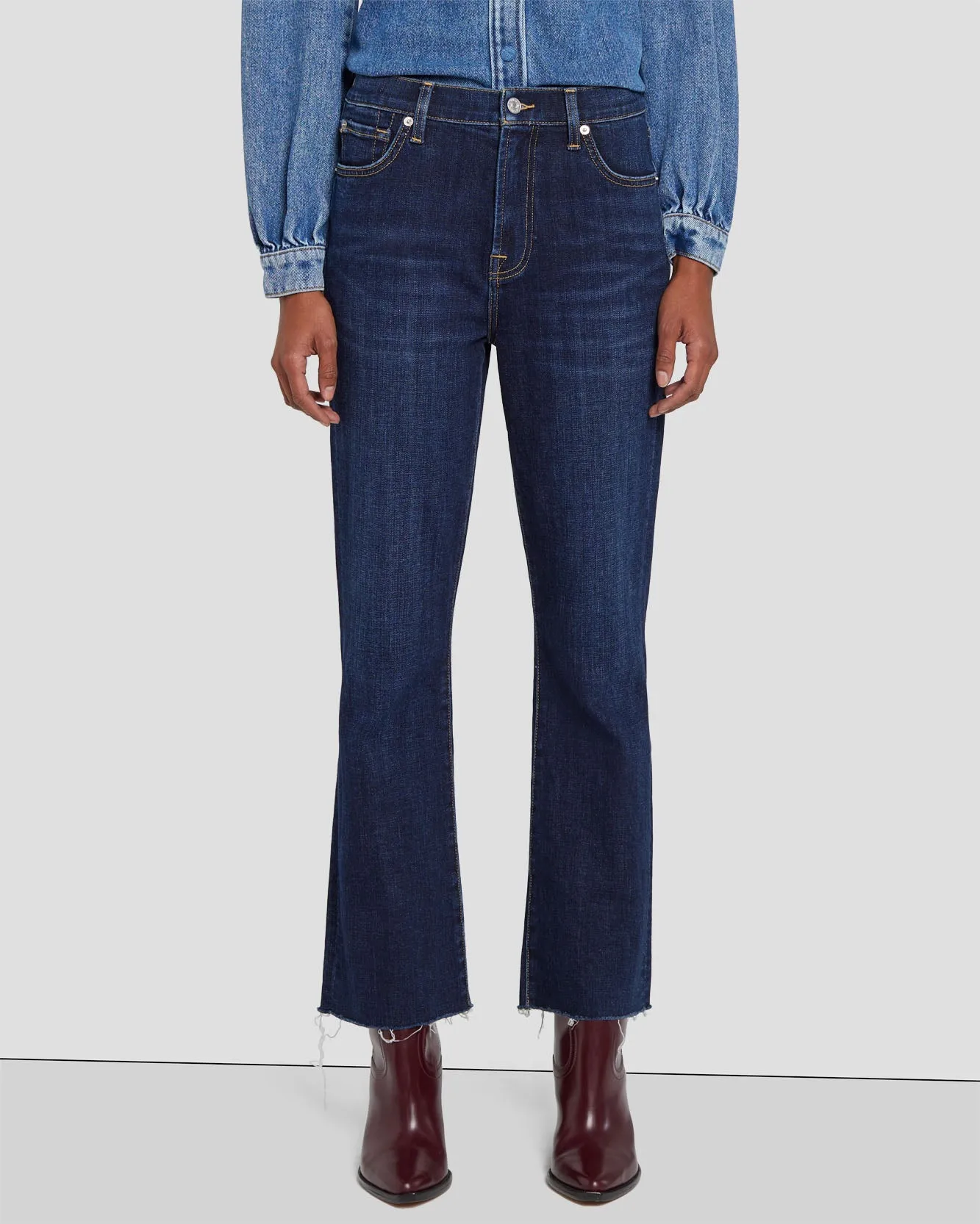 Broken Twill High Waist Slim Kick in Calix