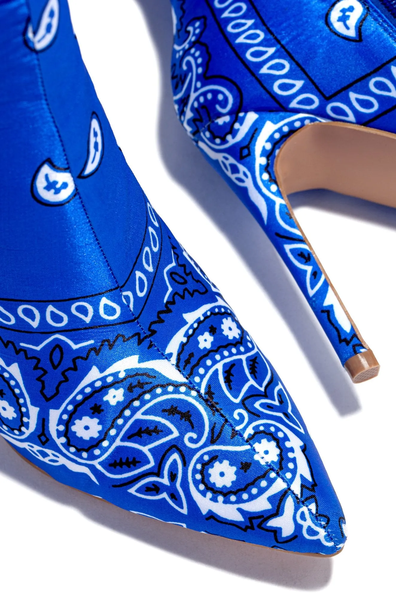 CAPE ROBBIN WOMEN'S SPRING BANDANA STILETTO HIGH HEEL THIGH HIGH BOOTS BLUE