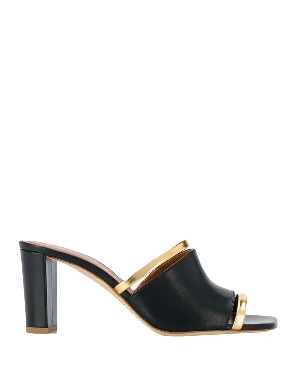 Demi 70 Nappa Leather Mule in Black and Gold