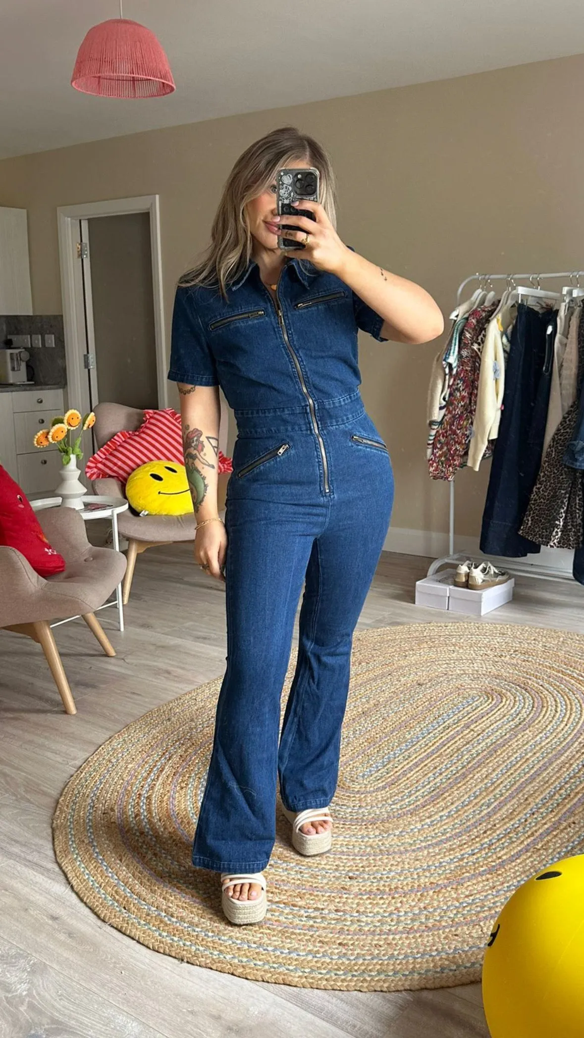 Denim Short Sleeve Fitted Boiler Suit