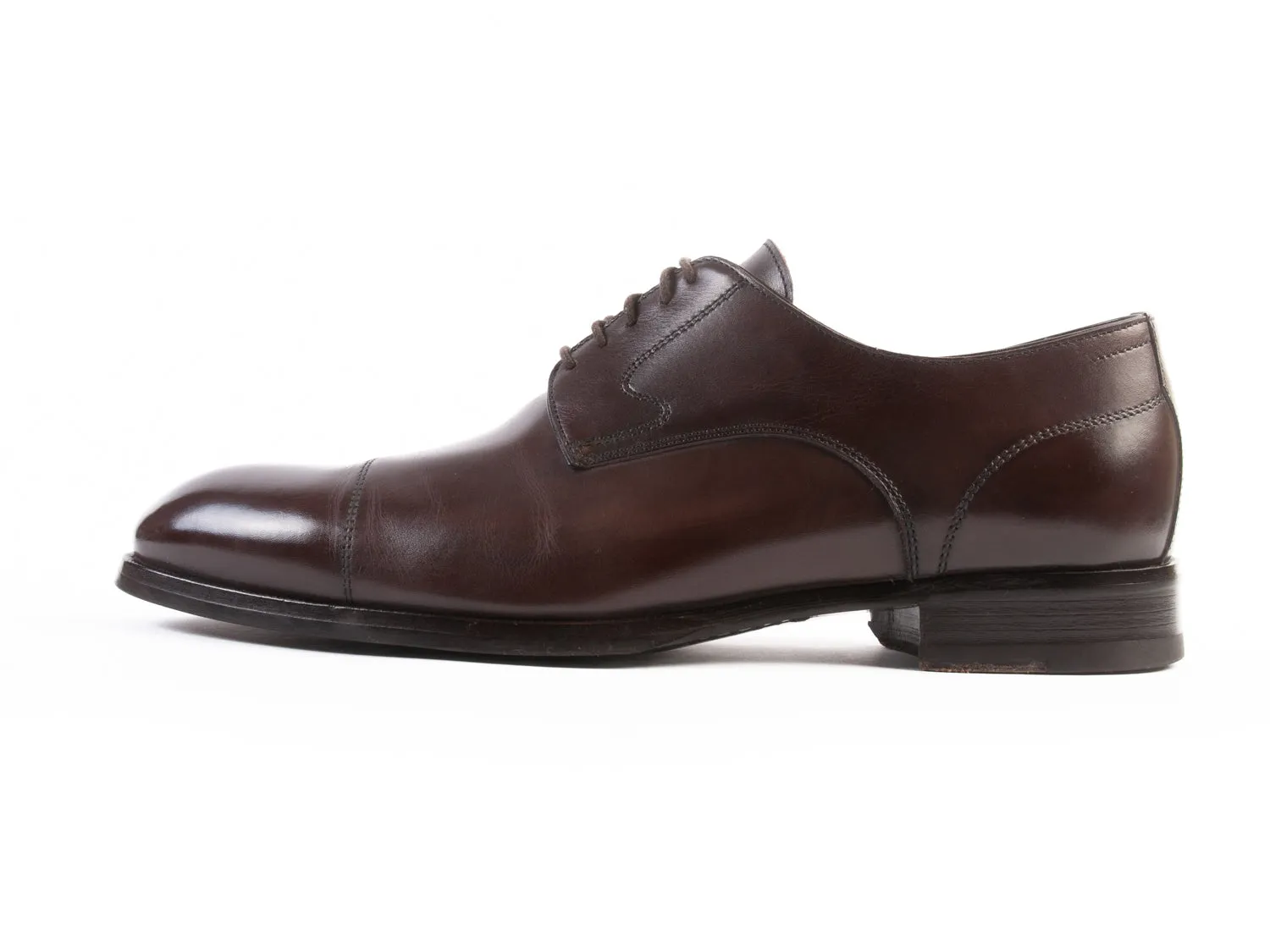 Di Bianco Chocolate Brown Bergamo Cap Toe Shoes