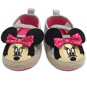 Disney Baby Girls Grey Minnie Mouse Soft Sole Espadrille
