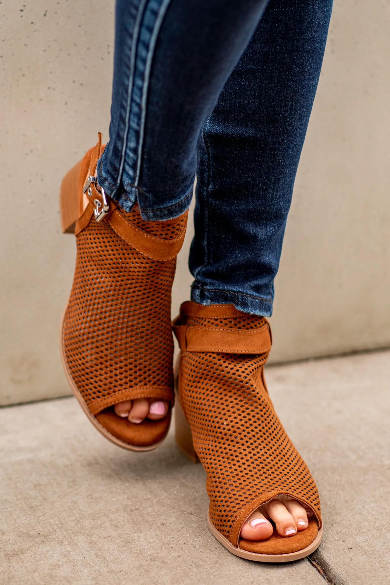 Doria Perforated Mule Sandal Heels