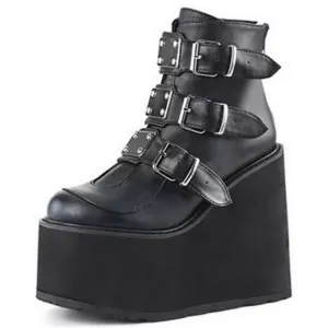 E-Girl Goth Platform Boots 3 Buckles