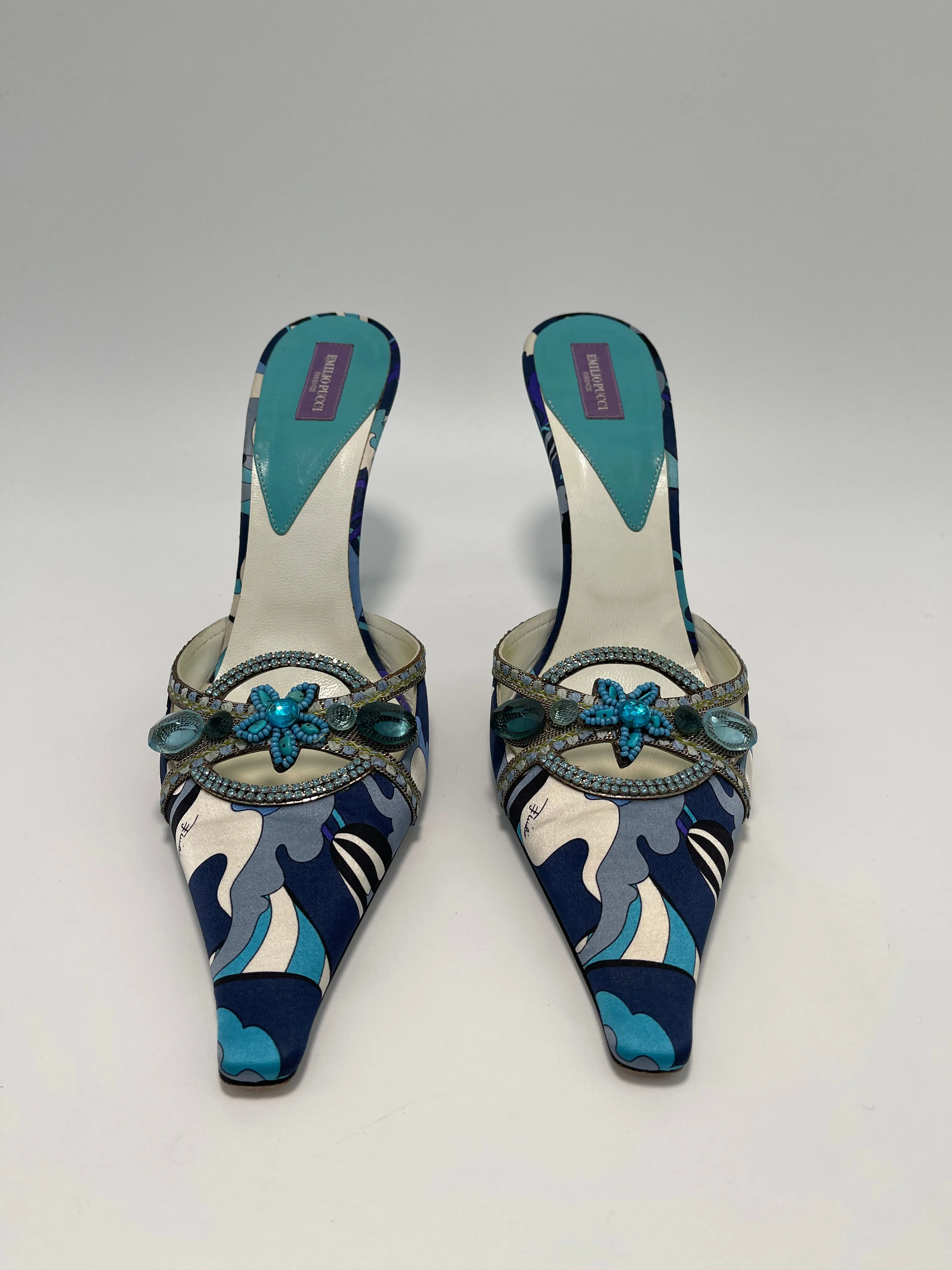 Emilio Pucci Satin Embellished Mule