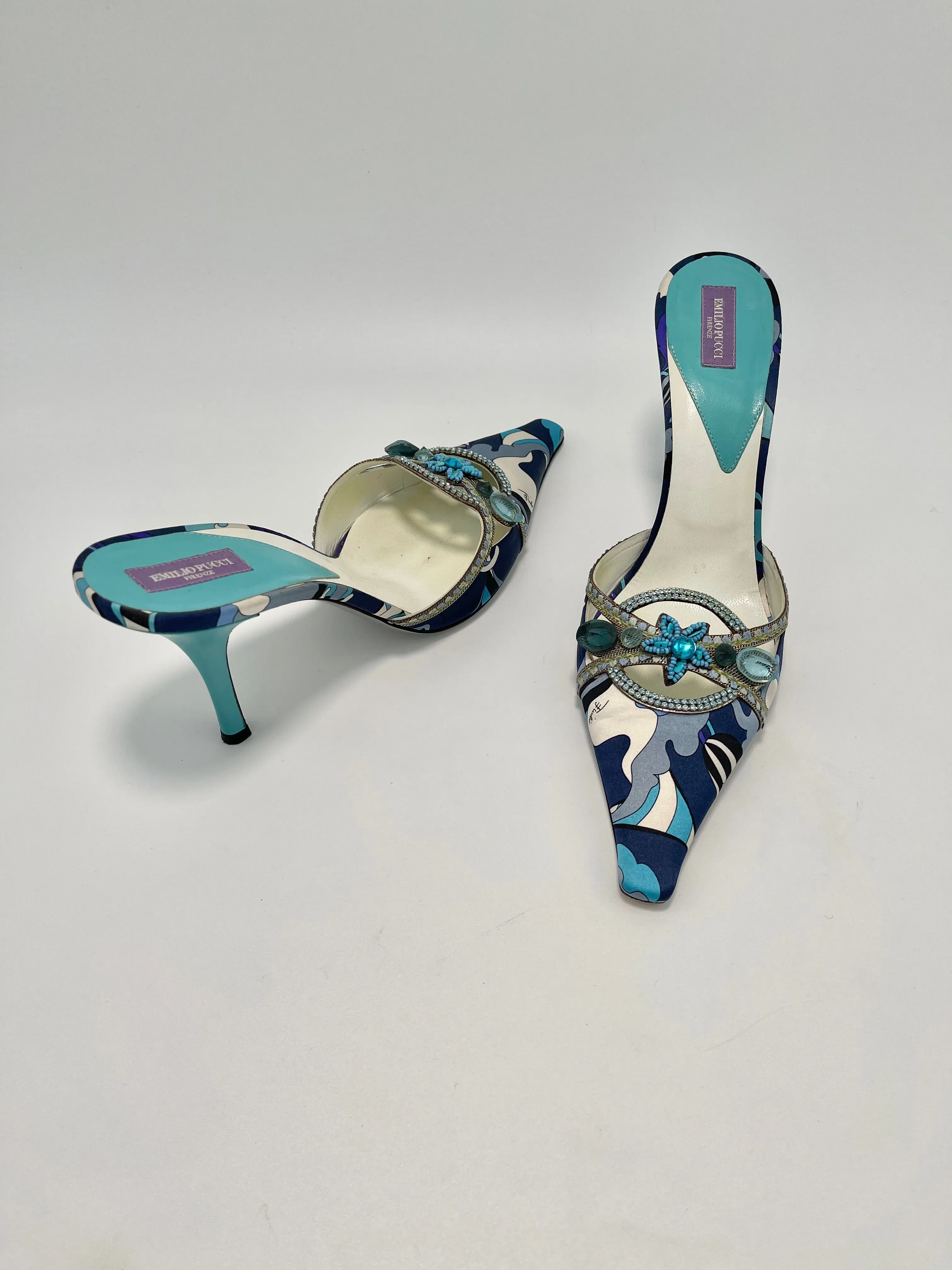 Emilio Pucci Satin Embellished Mule