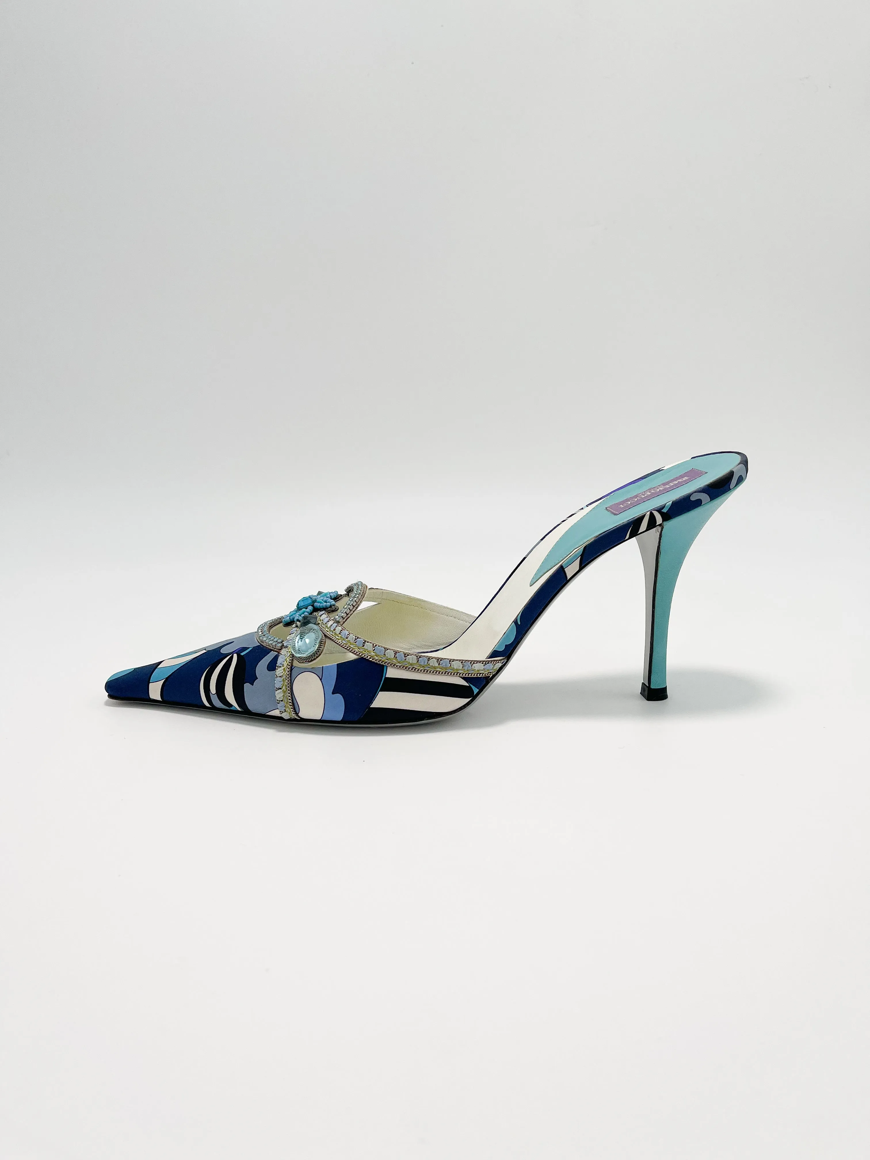 Emilio Pucci Satin Embellished Mule