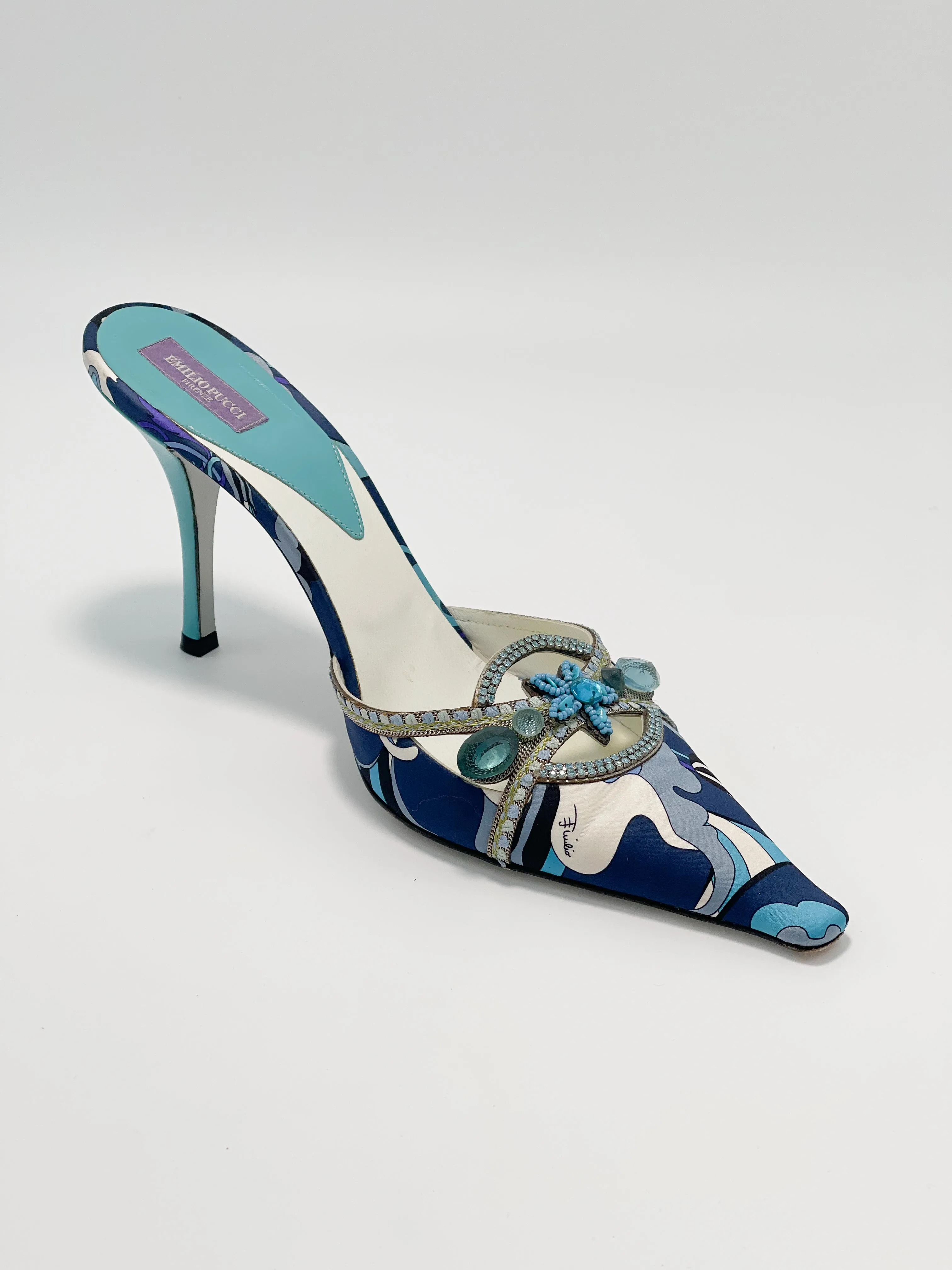 Emilio Pucci Satin Embellished Mule