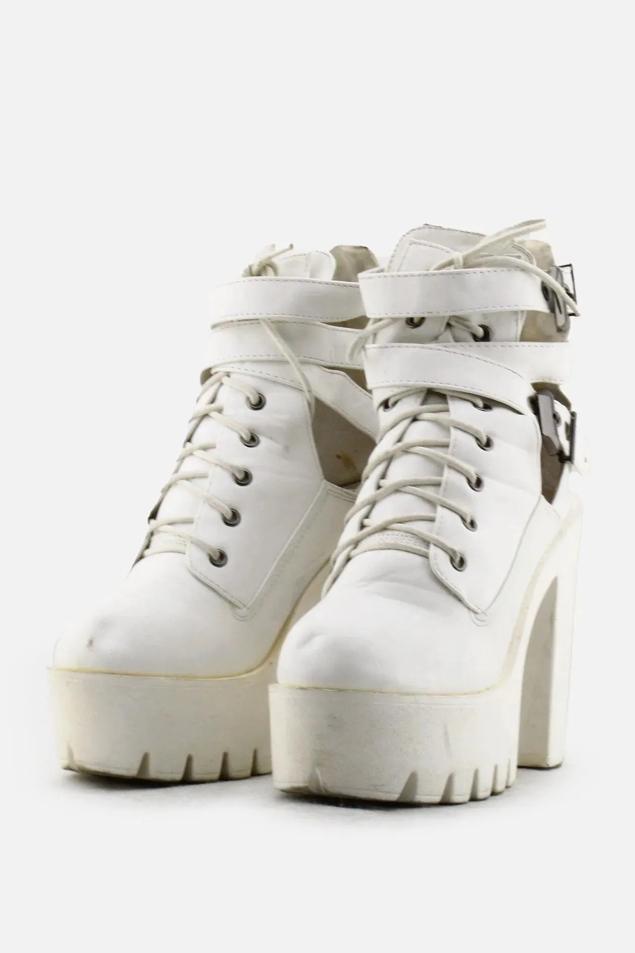 European Brand Laces Buckle Straps Platform Boots | 100% Authentic Leather
