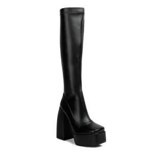 Fanning High Platform Block Heeled Long Boots