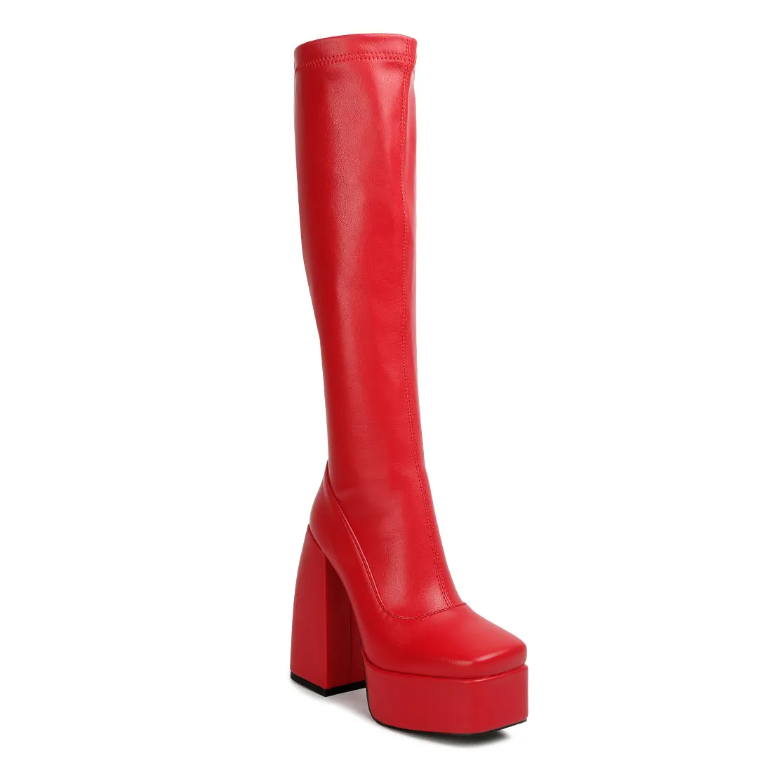 Fanning High Platform Block Heeled Long Boots
