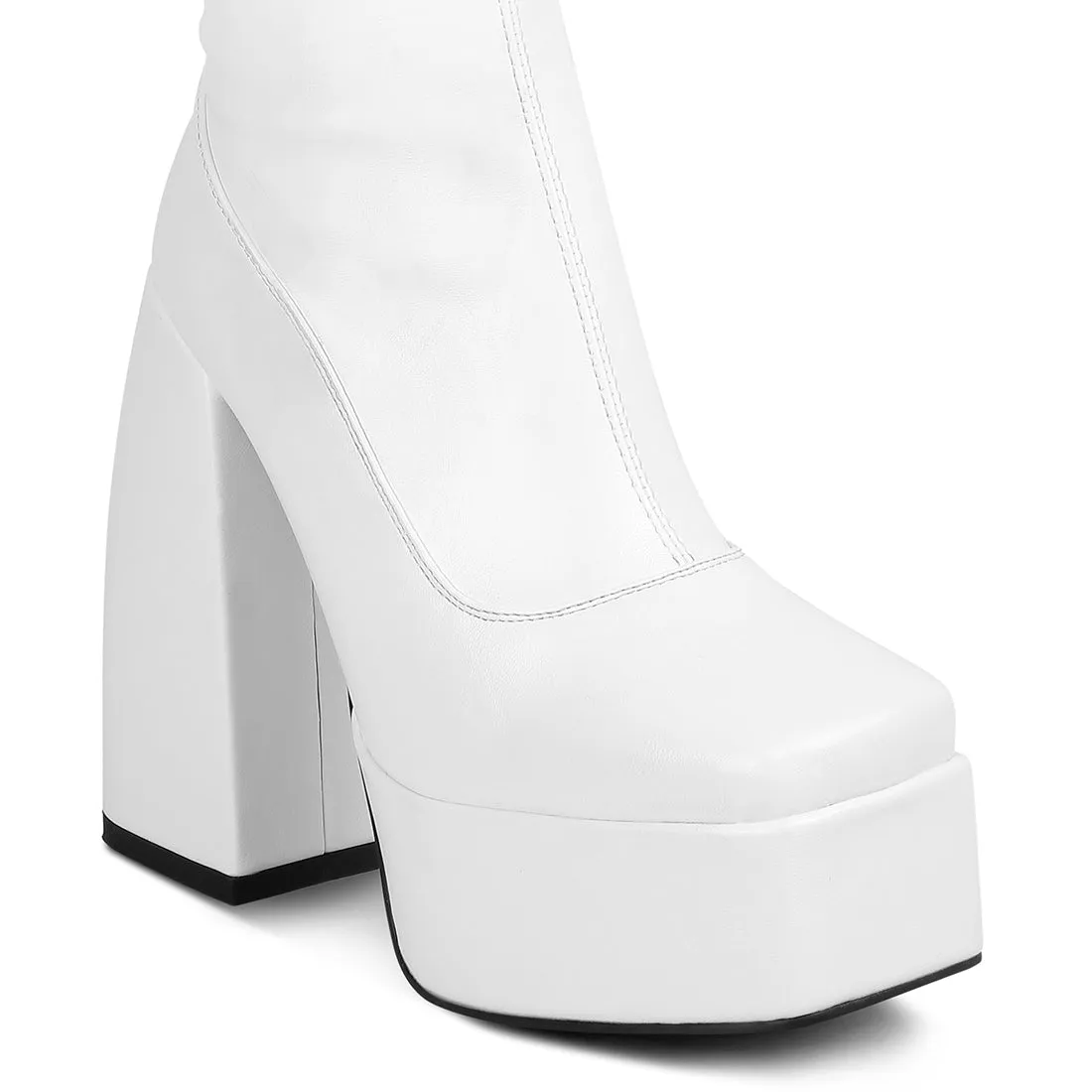 Fanning High Platform Block Heeled Long Boots