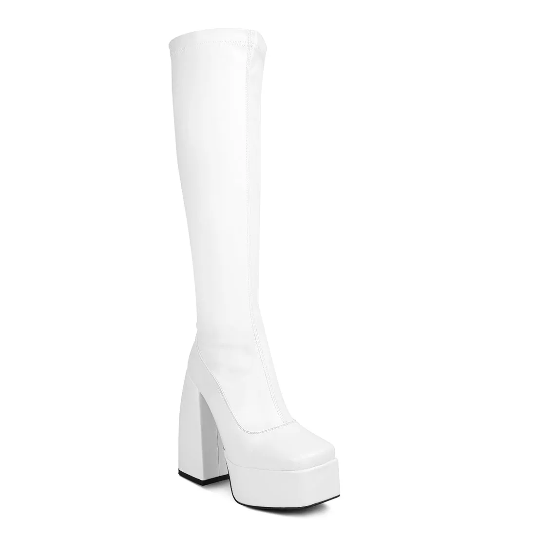 Fanning High Platform Block Heeled Long Boots