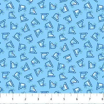 Feelin' Frosty Flannel F10304-43 Blue Tossed Skates - Fat Quarter