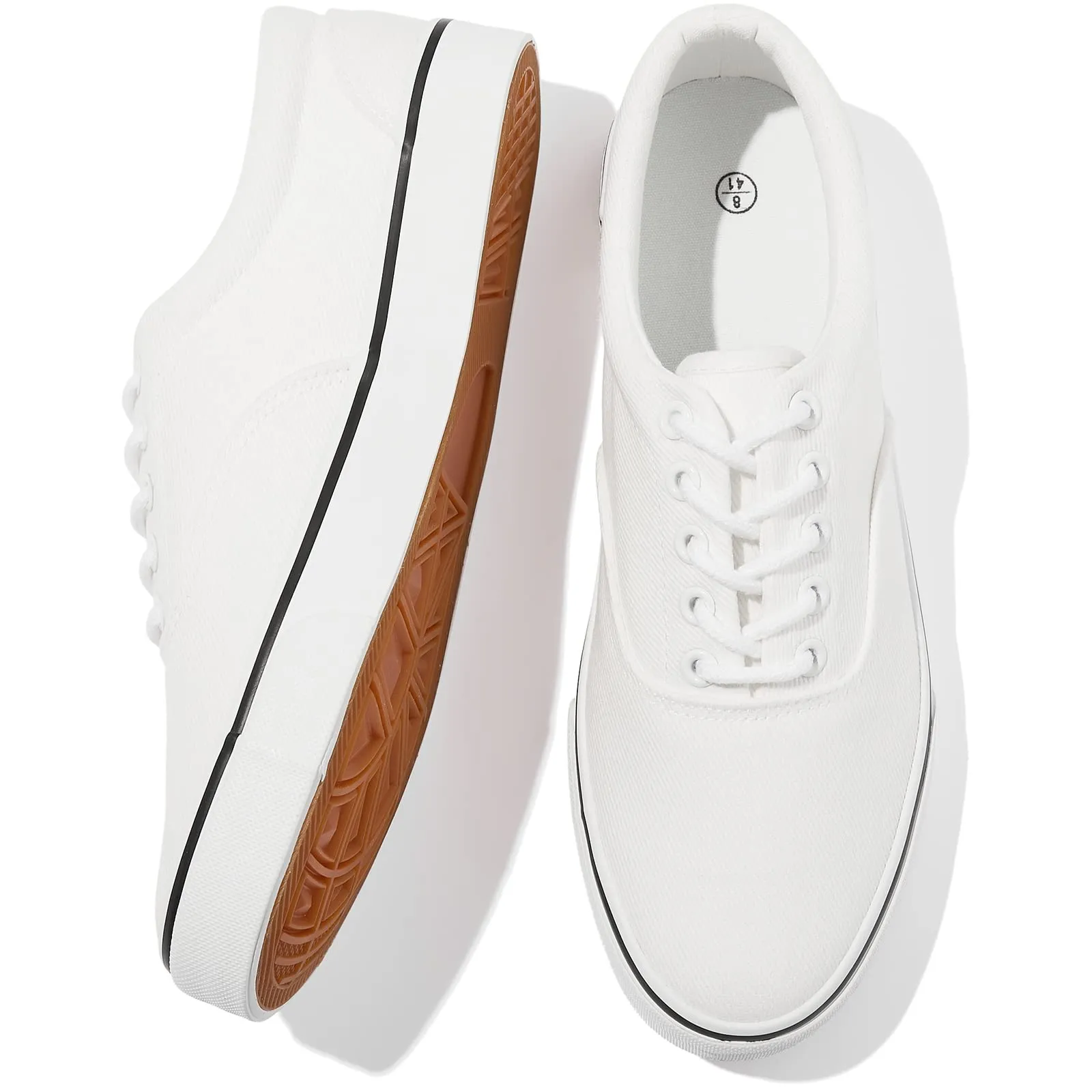FRACORA Mens White Canvas Shoes Low Top Canvas Sneakers Lace Up Casual Shoes(White, US10)