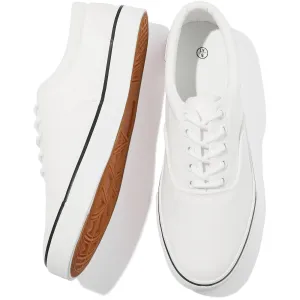 FRACORA Mens White Canvas Shoes Low Top Canvas Sneakers Lace Up Casual Shoes(White, US10)