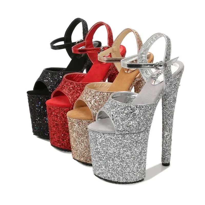 Glittery Ladies High Platform Heels for a Dazzling Look